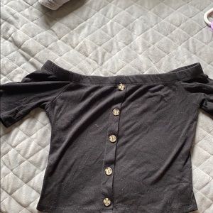 Black off the shoulder cropped top
